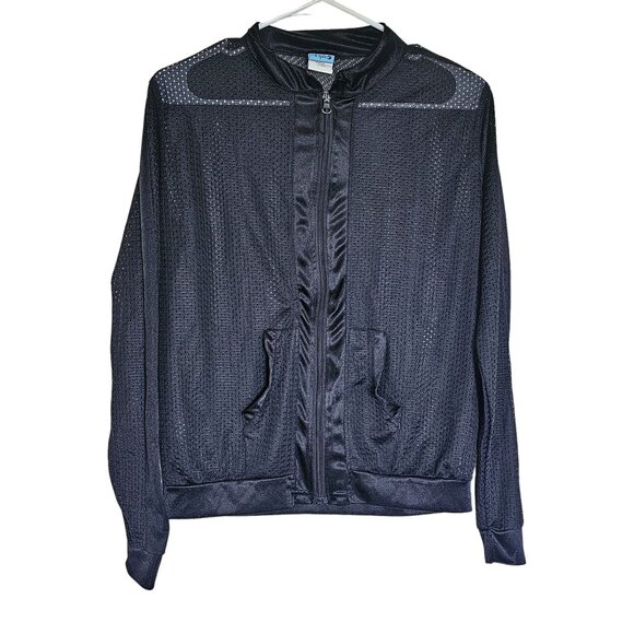 B Split Jackets & Blazers - B Split Black Mesh Zip Up Bomber Jacket - Women's M - Athletic, Sheer, Sport